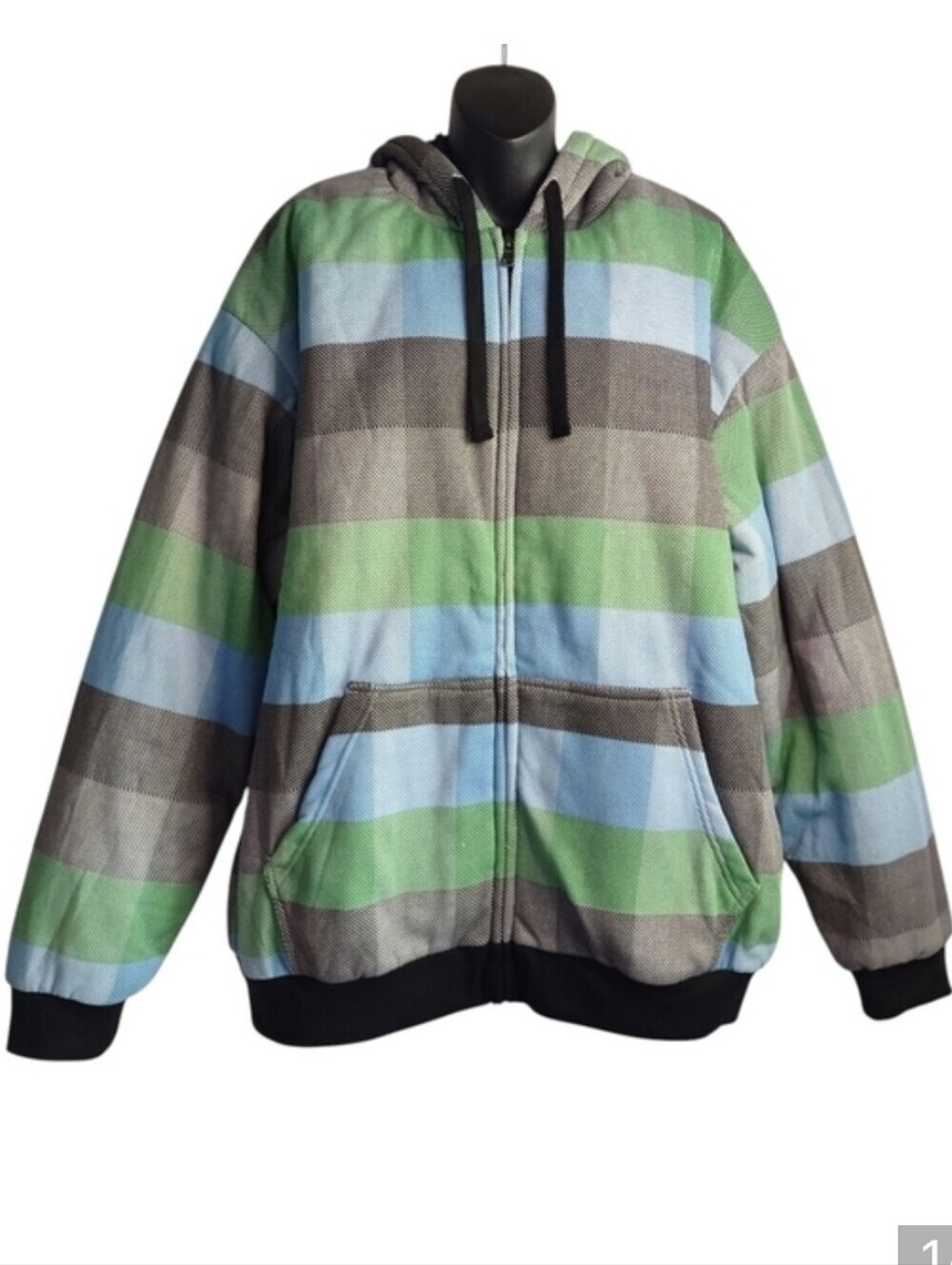Original Deluxe Mens Hooded Jacket Multicolor Plaid Faux Sherpa Lined Sz 3XL NWT
